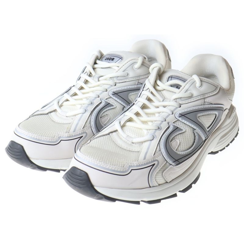 Dior Microfiber Mesh CD Logo Low Cut Sneakers White