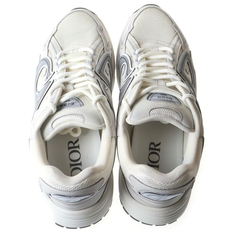 Dior Microfiber Mesh CD Logo Low Cut Sneakers White