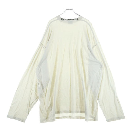 Balenciaga Crushed Neck Logo Long Sleeve T-Shirt