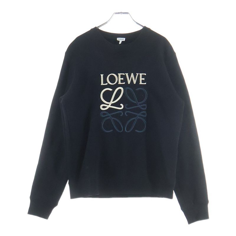 Loewe Anagram Embroidery Crew Neck Sweatshirt Black Flat