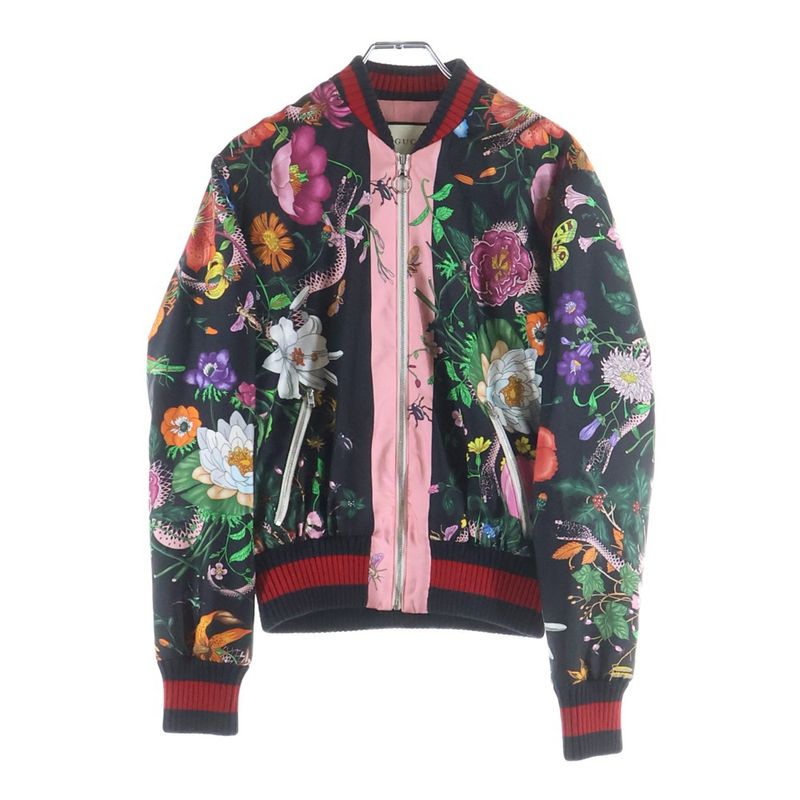 Gucci Silk Bomber Jacket Floral Pattern