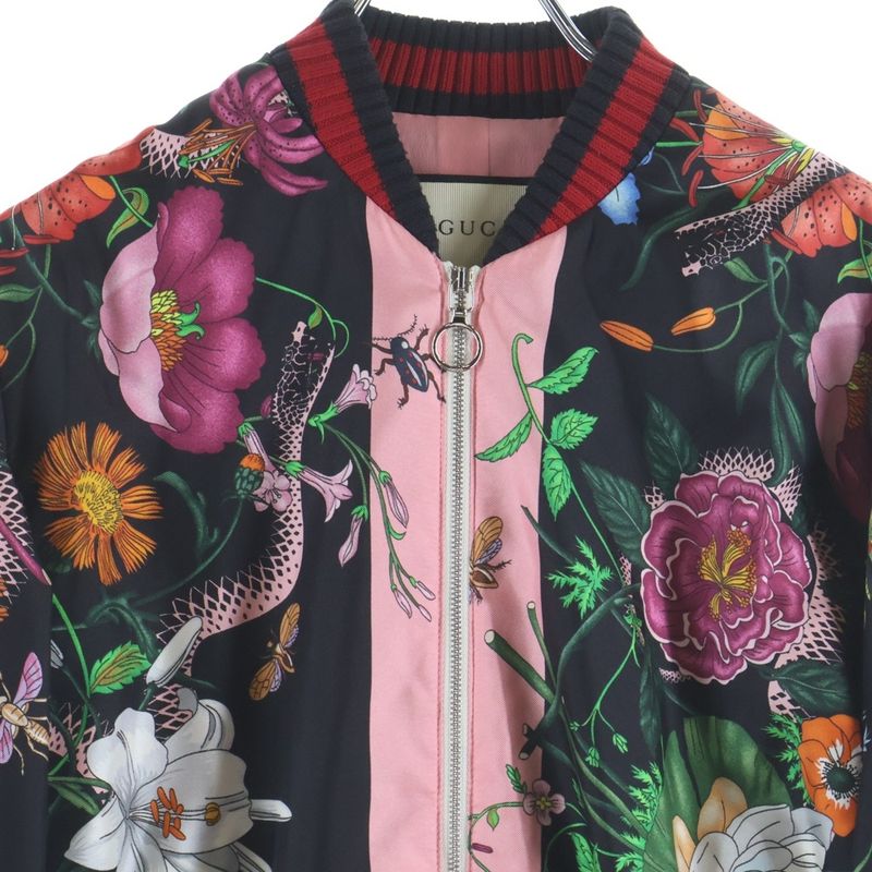 Gucci Silk Bomber Jacket Floral Pattern