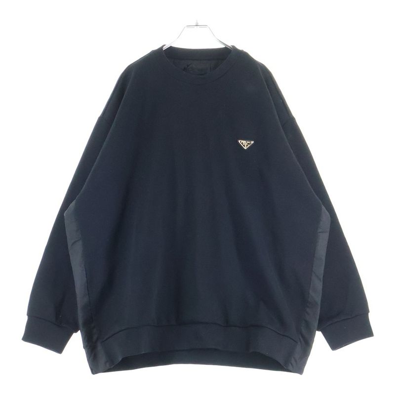Prada Re-Nylon Triangle Logo Sweatshirt Crew Neck Shirt Black