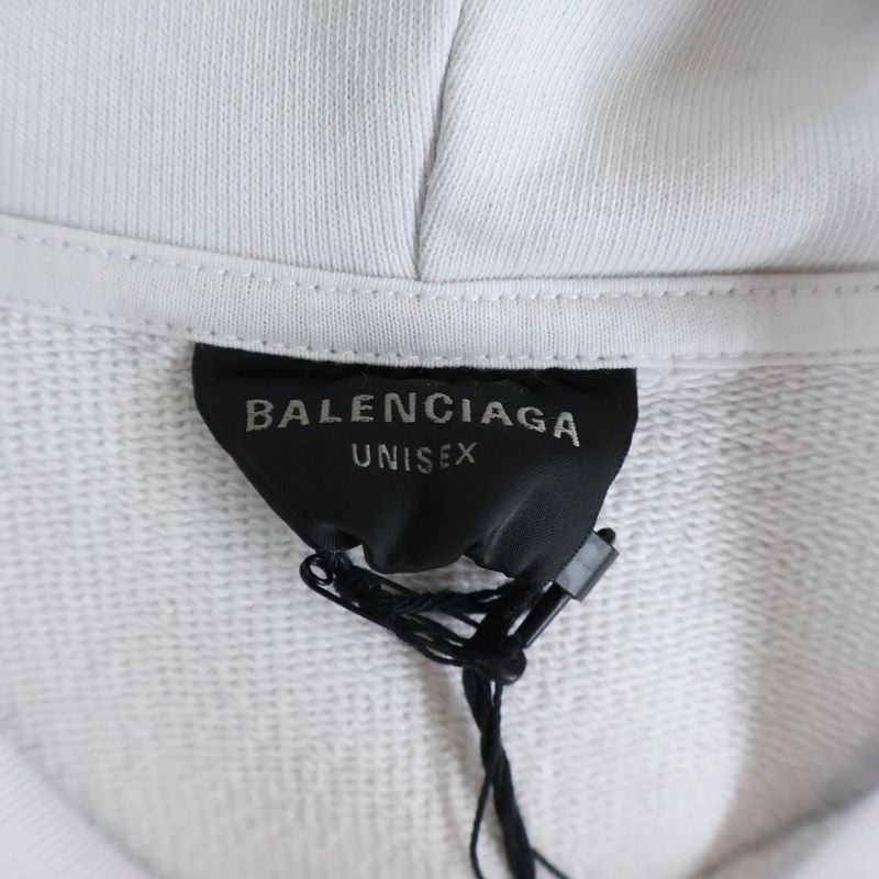 Balenciaga Tape Type Ripped Pocket Hoodie Tee Pullover White Sweater