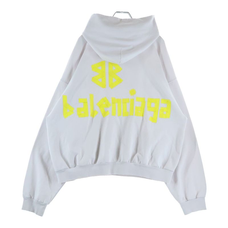 Balenciaga Tape Type Ripped Pocket Hoodie Tee Pullover White Sweater