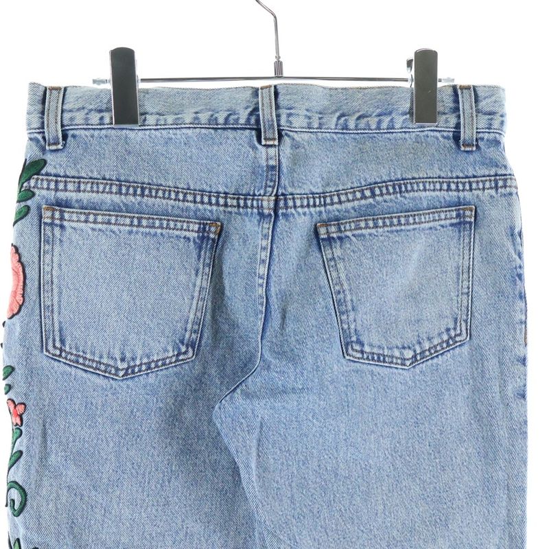 Gucci Embroidery Flare Denim Pants Indigo