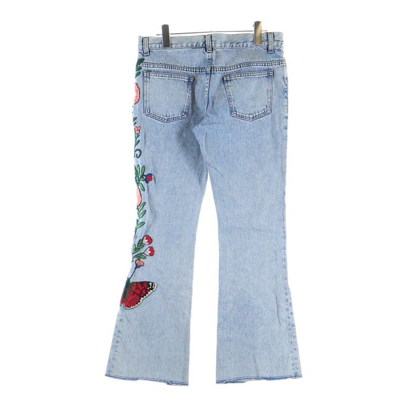 Gucci Embroidery Flare Denim Pants Indigo