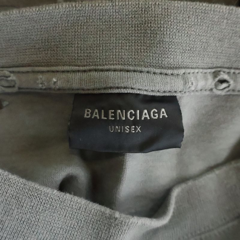 Balenciaga Human Being Distressed T-Shirt Short Sleeve Top Gray