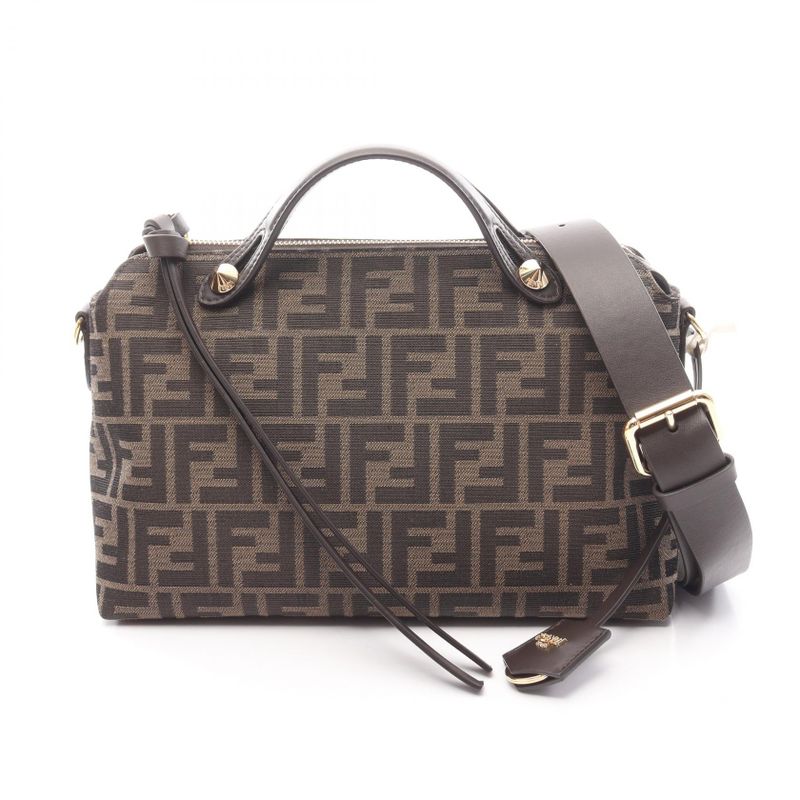 Fendi Handbag Visible Soft Selleria FF Jacquard Brown