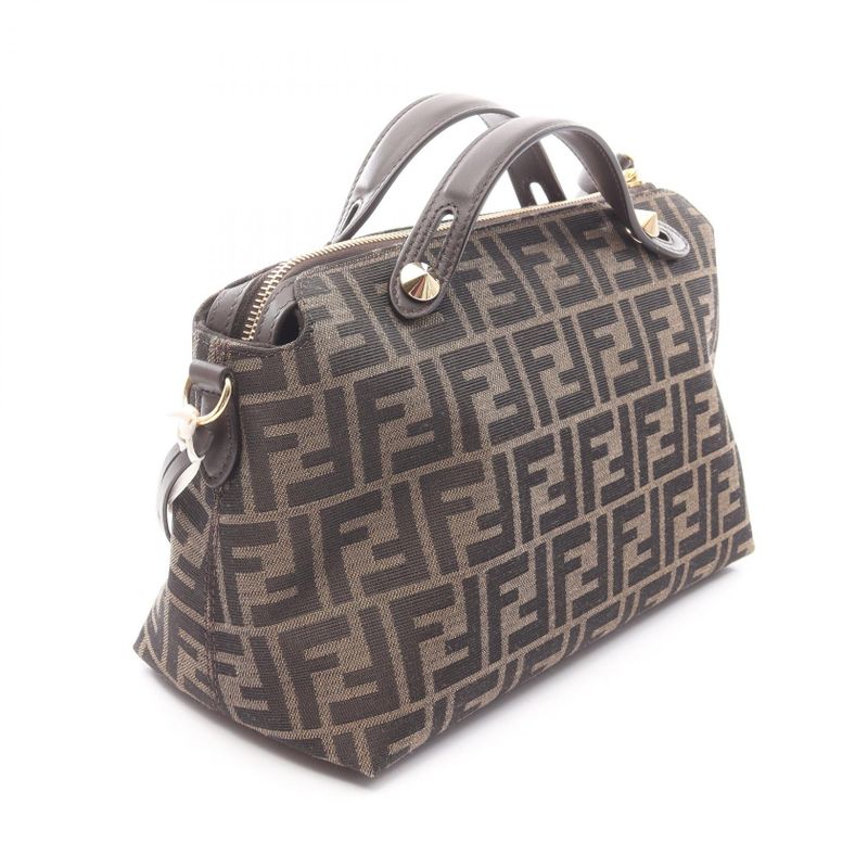 Fendi Handbag Visible Soft Selleria FF Jacquard Brown