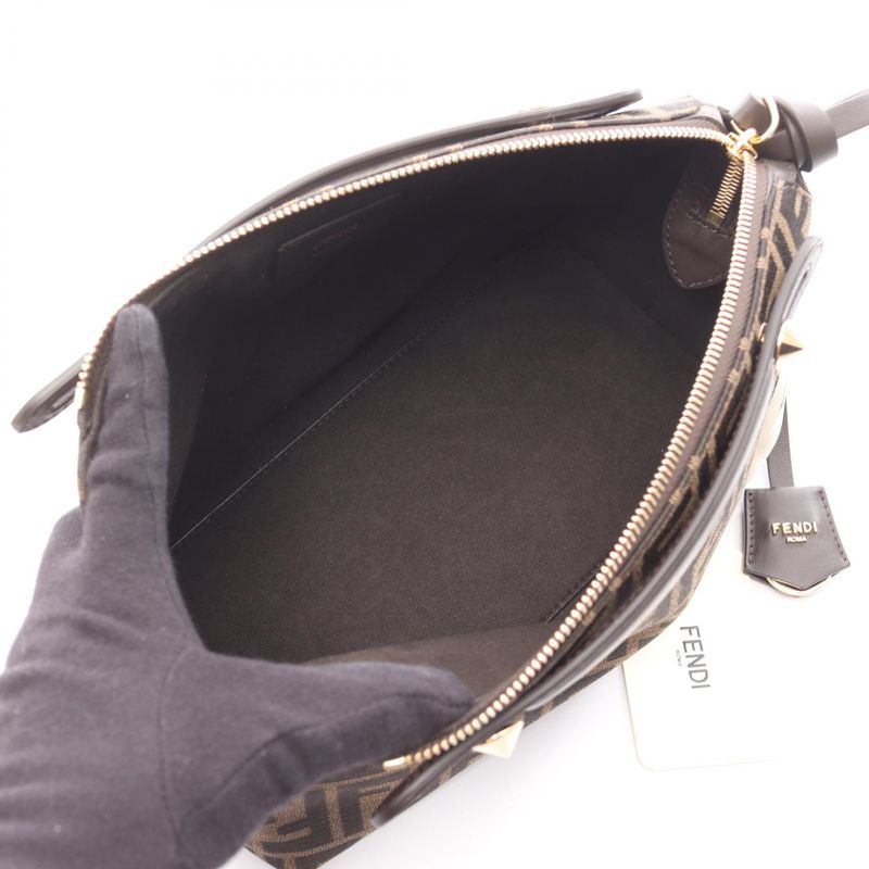 Fendi Handbag Visible Soft Selleria FF Jacquard Brown