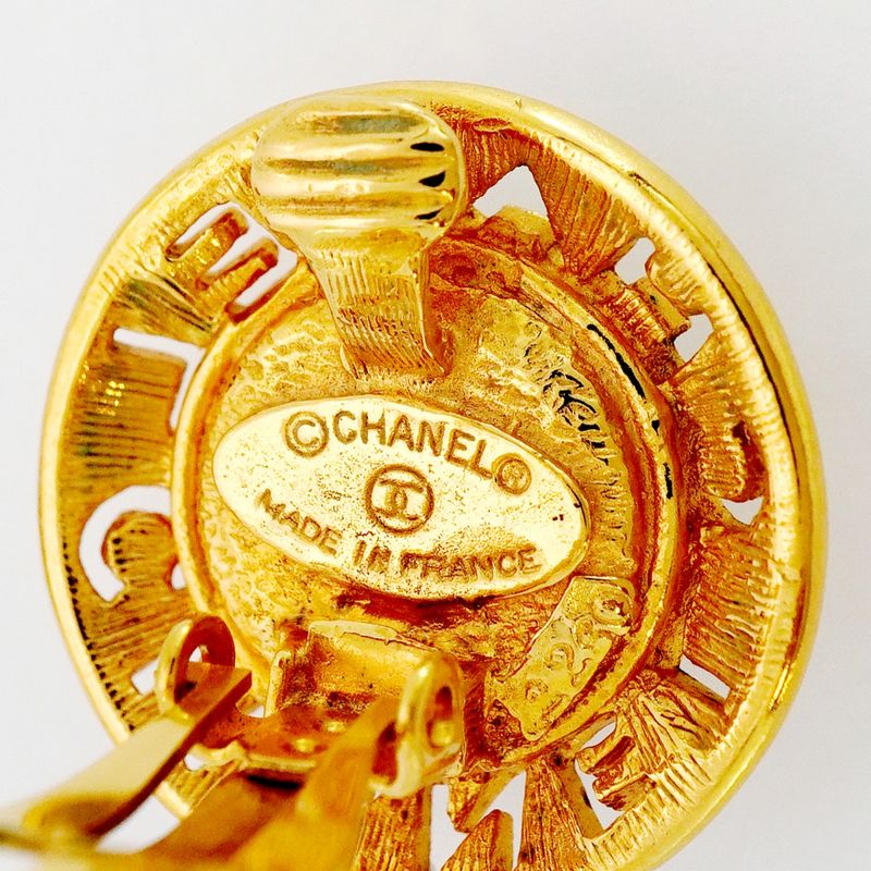 Chanel Earrings Vintage Logo Round