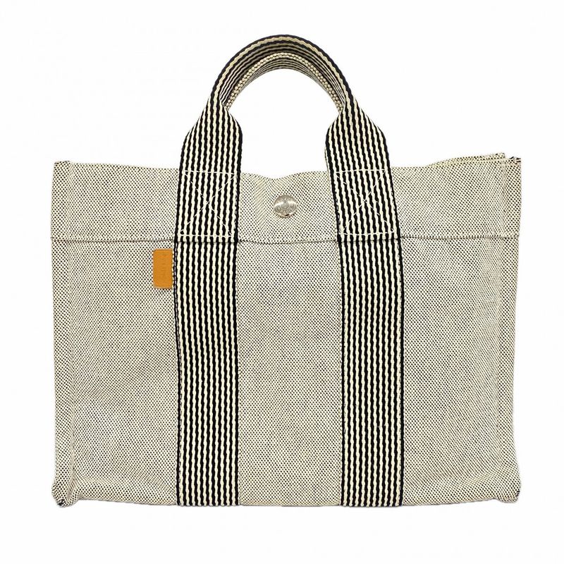 Hermes Tote New Fourre Tout PM Canvas Gray Silver
