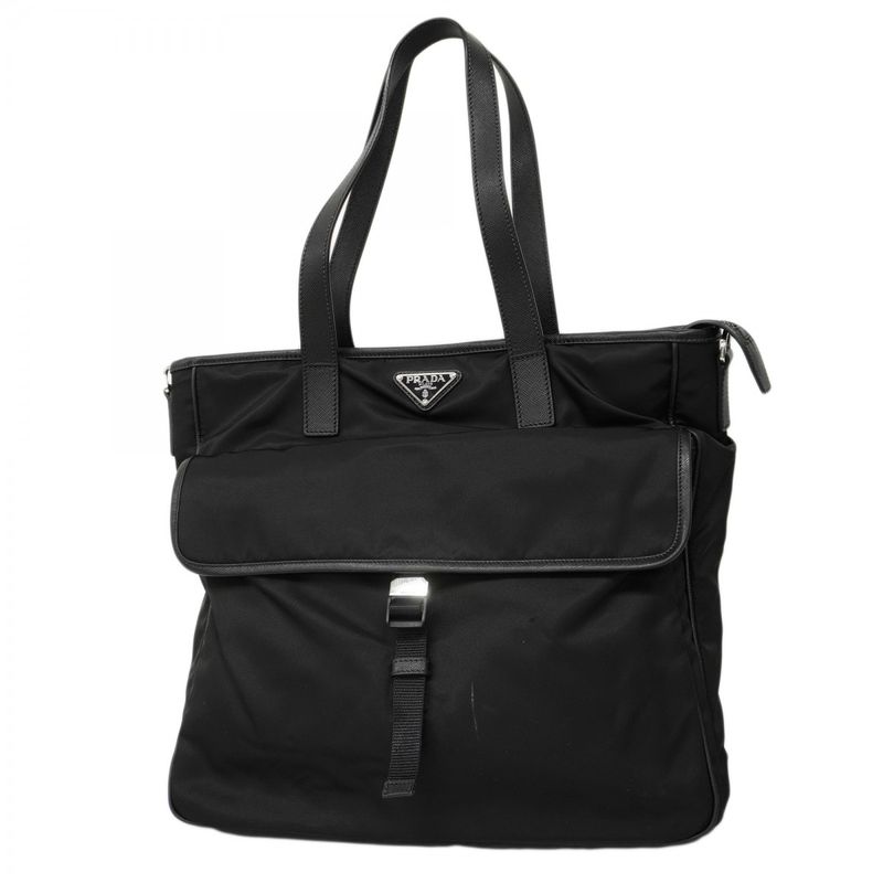 Prada Tote Nylon Black Silver