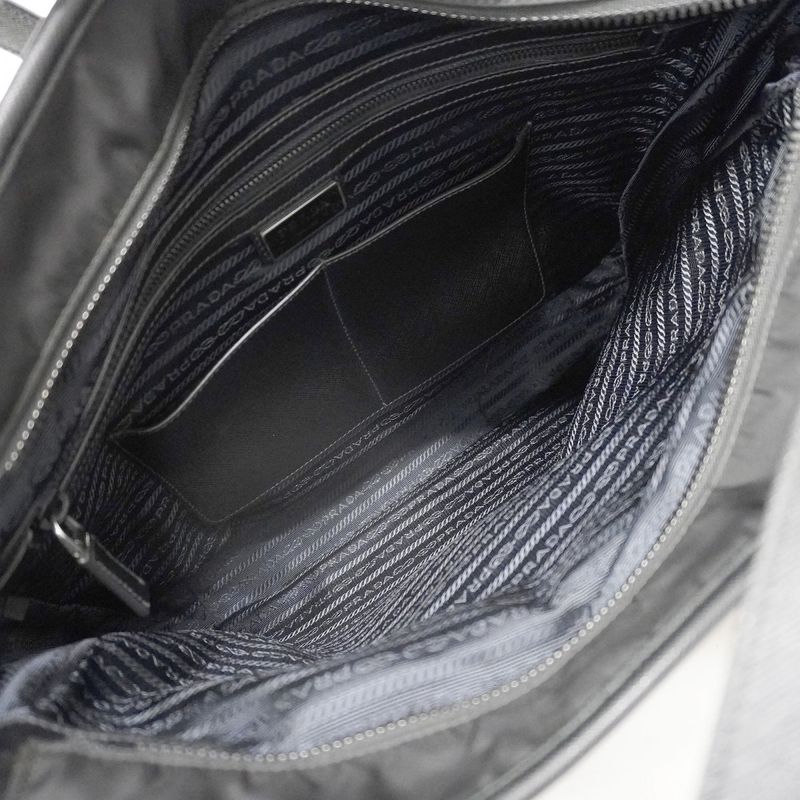 Prada Tote Nylon Black Silver