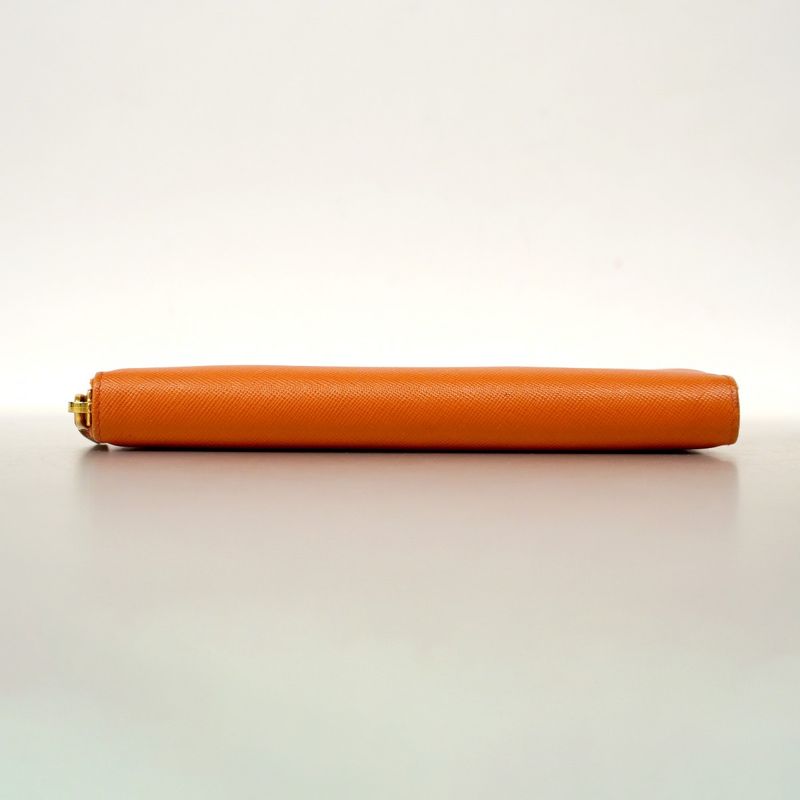 Prada Wallet Saffiano Leather Orange Gold