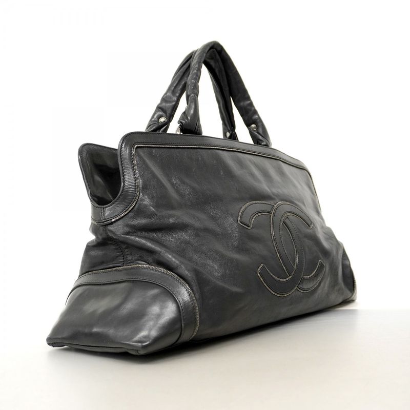Chanel Handbag Calfskin Black Silver