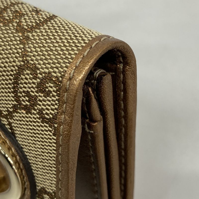Gucci Business Card Holder GG Canvas la Bree Beige Brown Chien