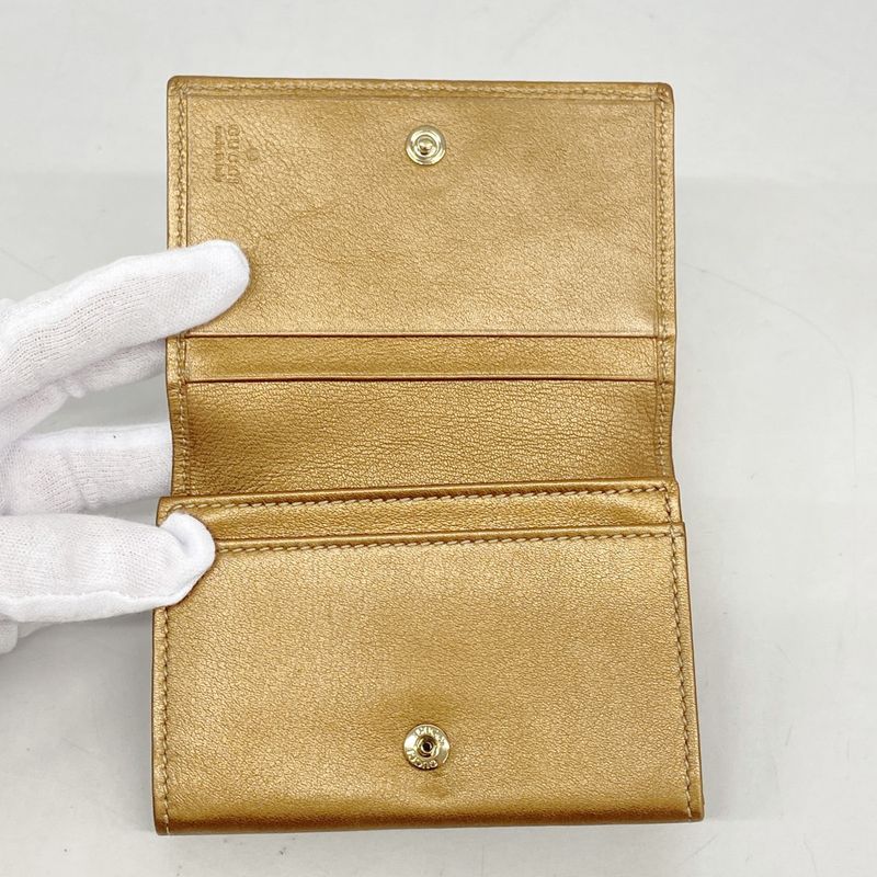 Gucci Business Card Holder GG Canvas la Bree Beige Brown Chien