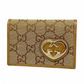 Gucci Business Card Holder GG Canvas la Bree Beige Brown Chien