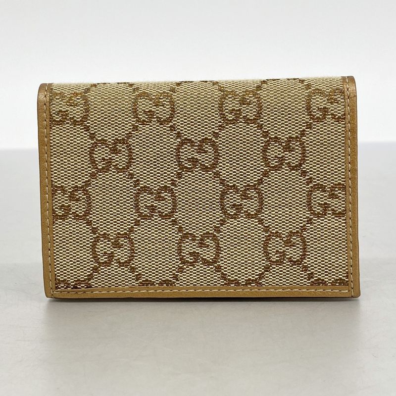 Gucci Business Card Holder GG Canvas la Bree Beige Brown Chien