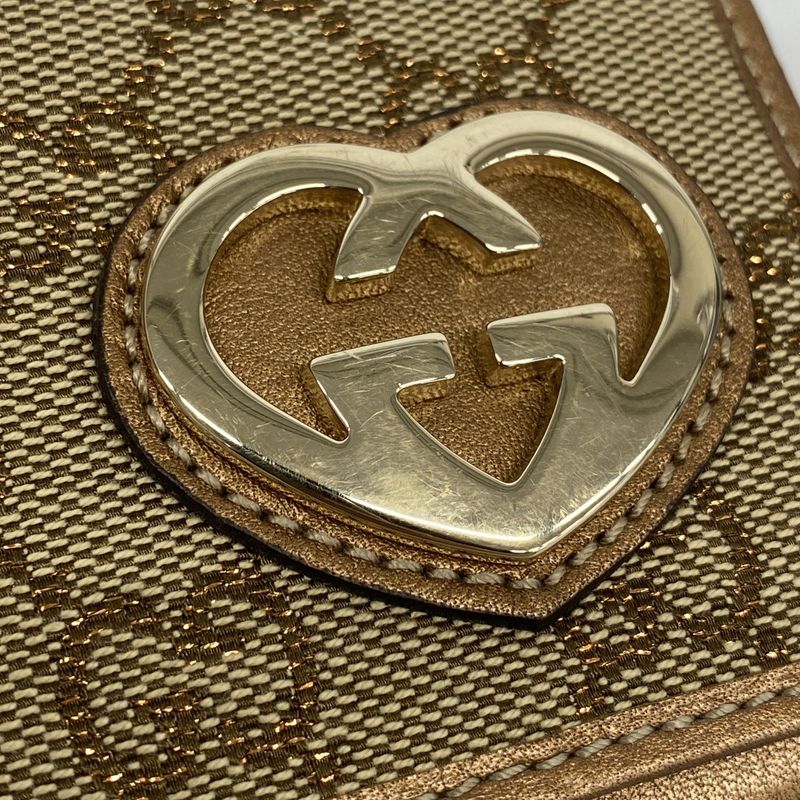 Gucci Business Card Holder GG Canvas la Bree Beige Brown Chien