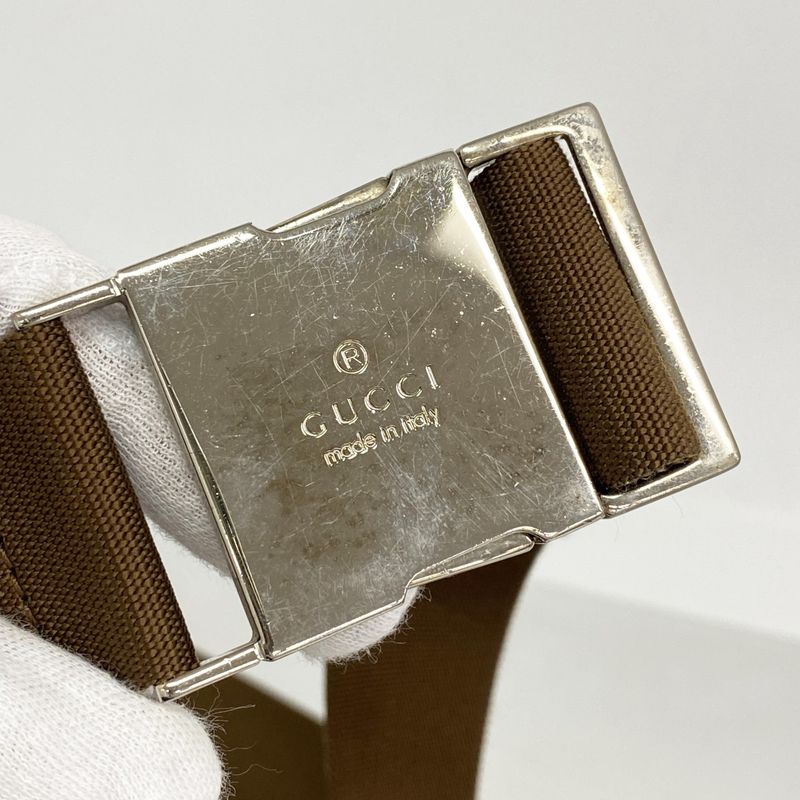 Gucci Waist Bag GG Canvas Brown Beige Silver