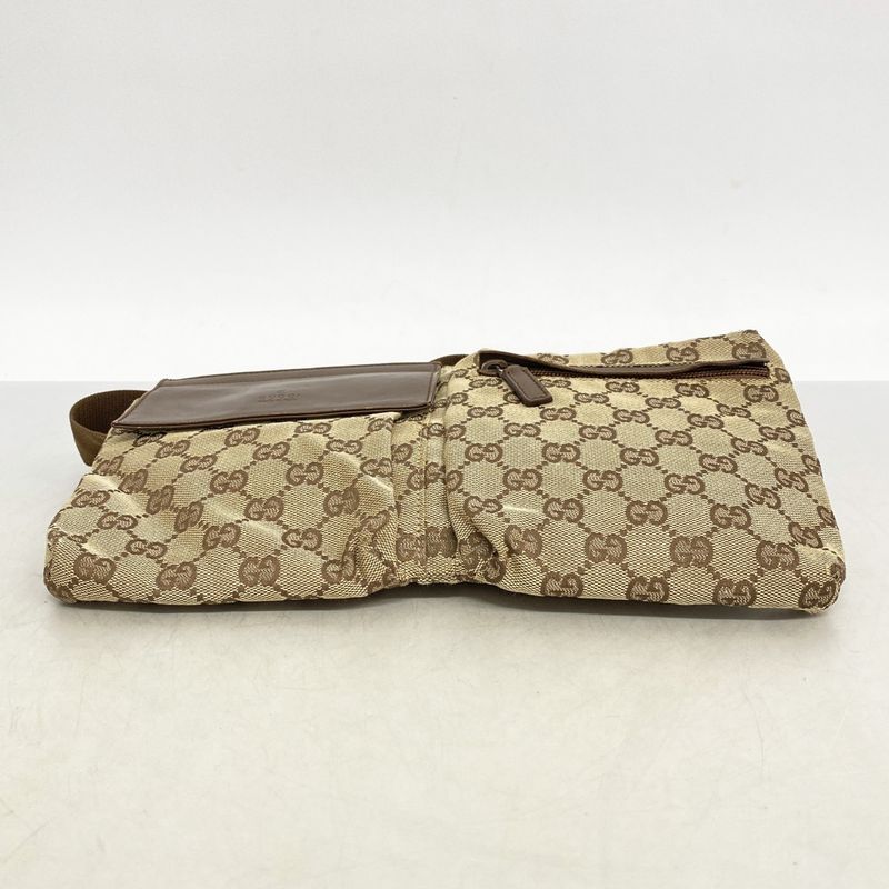 Gucci Waist Bag GG Canvas Brown Beige Silver