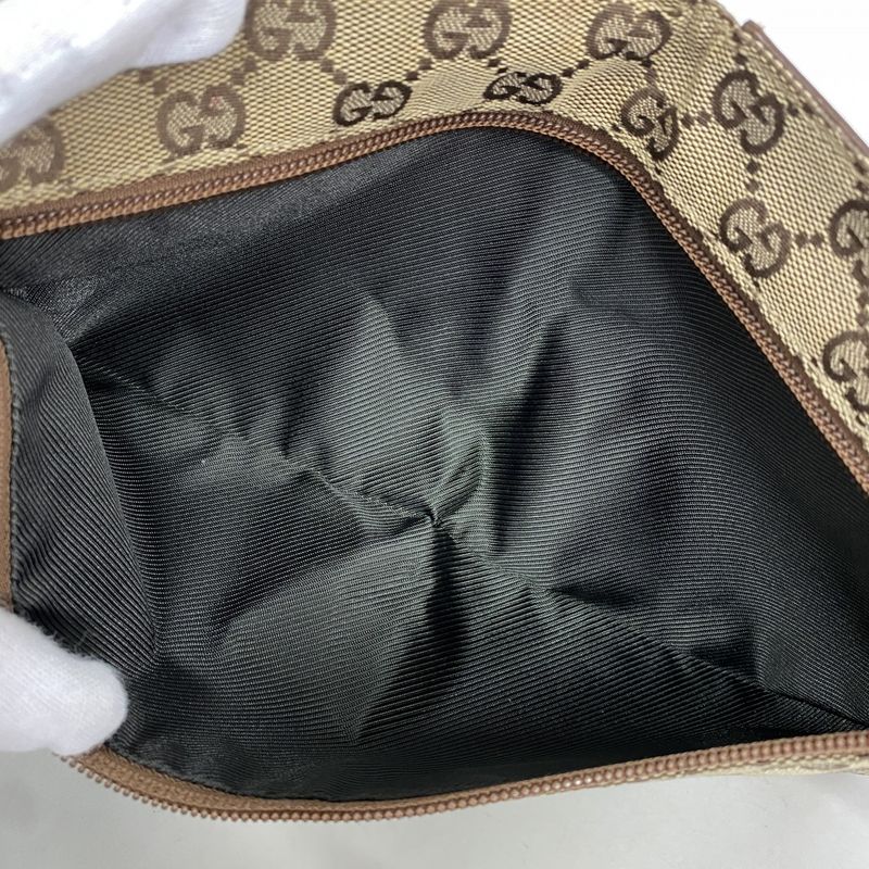 Gucci Waist Bag GG Canvas Brown Beige Silver