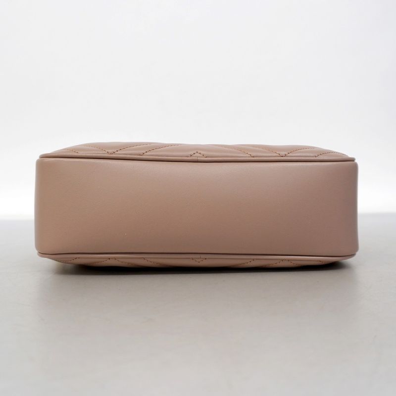 Gucci Shoulder Bag GG Marmont Leather Pink Beige Gold