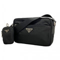 Prada Shoulder Bag Tessuto Nylon Black Silver