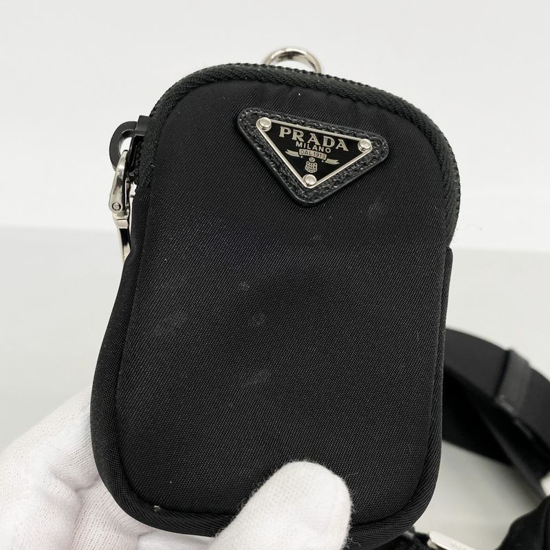 Prada Shoulder Bag Tessuto Nylon Black Silver