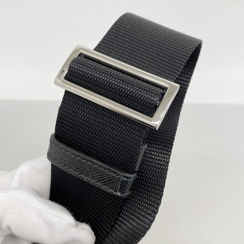 Prada Shoulder Bag Tessuto Nylon Black Silver