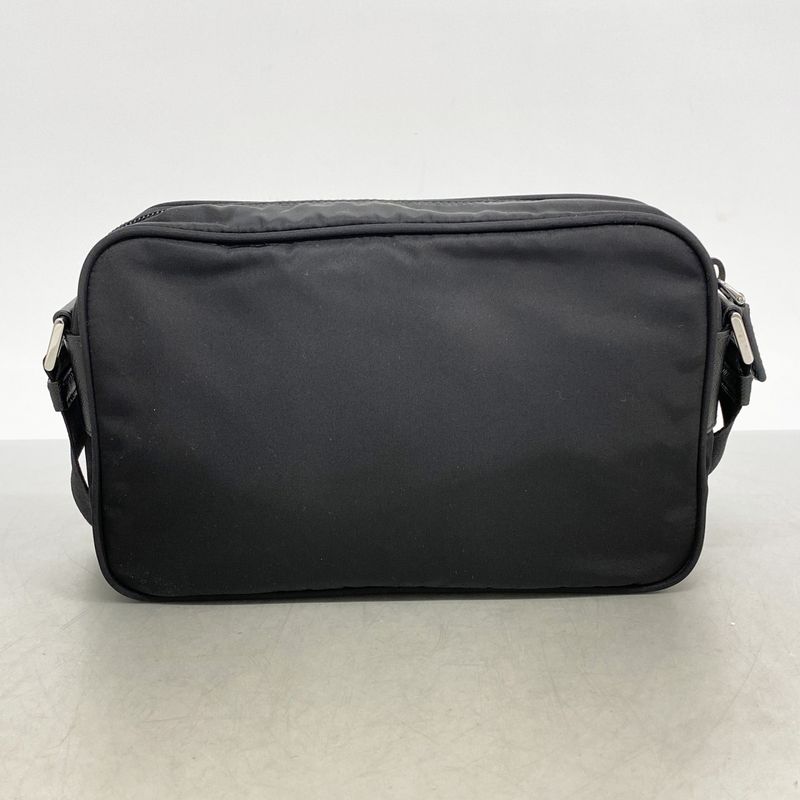 Prada Shoulder Bag Tessuto Nylon Black Silver