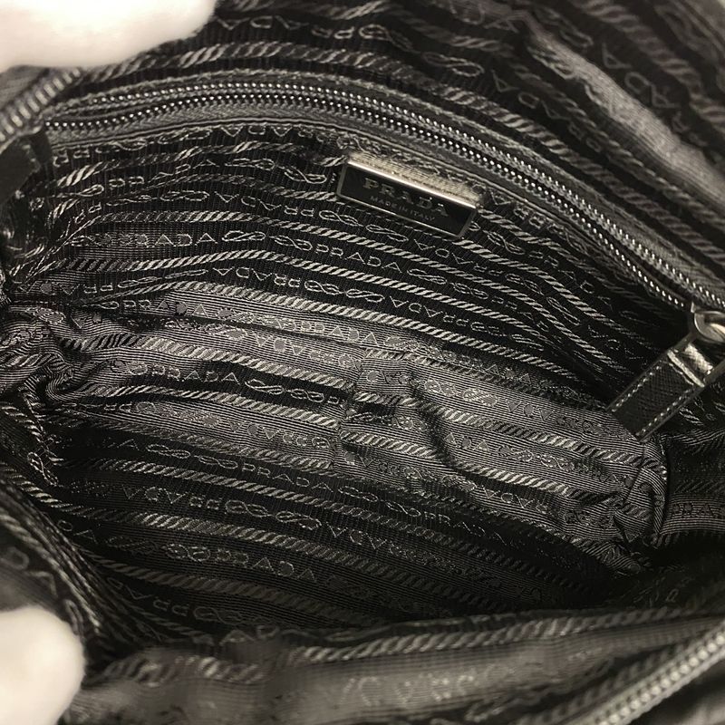 Prada Shoulder Bag Tessuto Nylon Black Silver