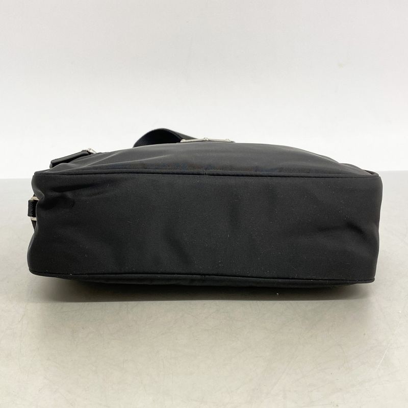 Prada Shoulder Bag Tessuto Nylon Black Silver