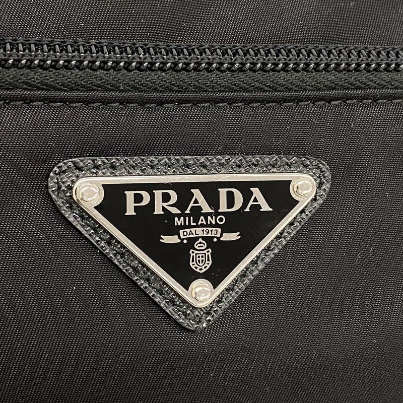 Prada Shoulder Bag Tessuto Nylon Black Silver