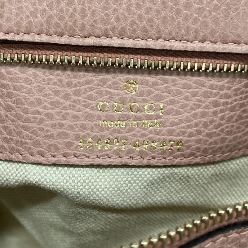 Gucci Tote Swing Leather Brown Champagne Gold