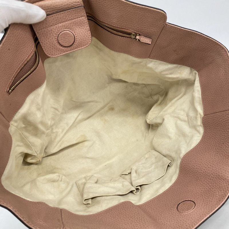 Gucci Tote Swing Leather Brown Champagne Gold