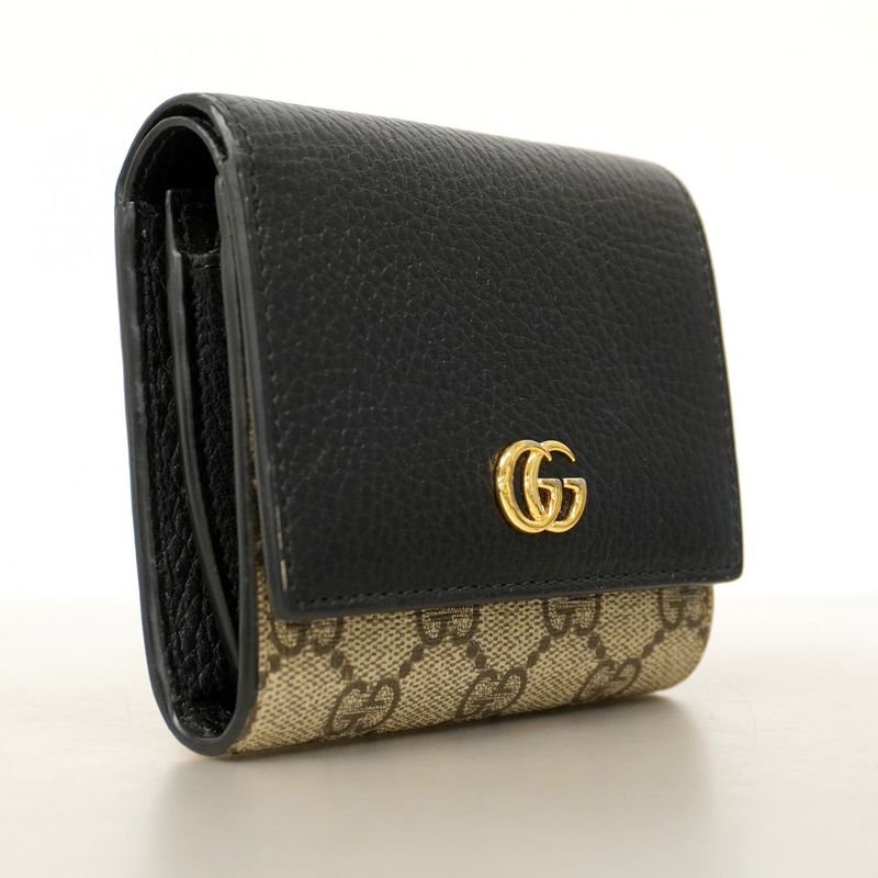 Gucci Wallet GG Marmont Supreme Leather Black Gold