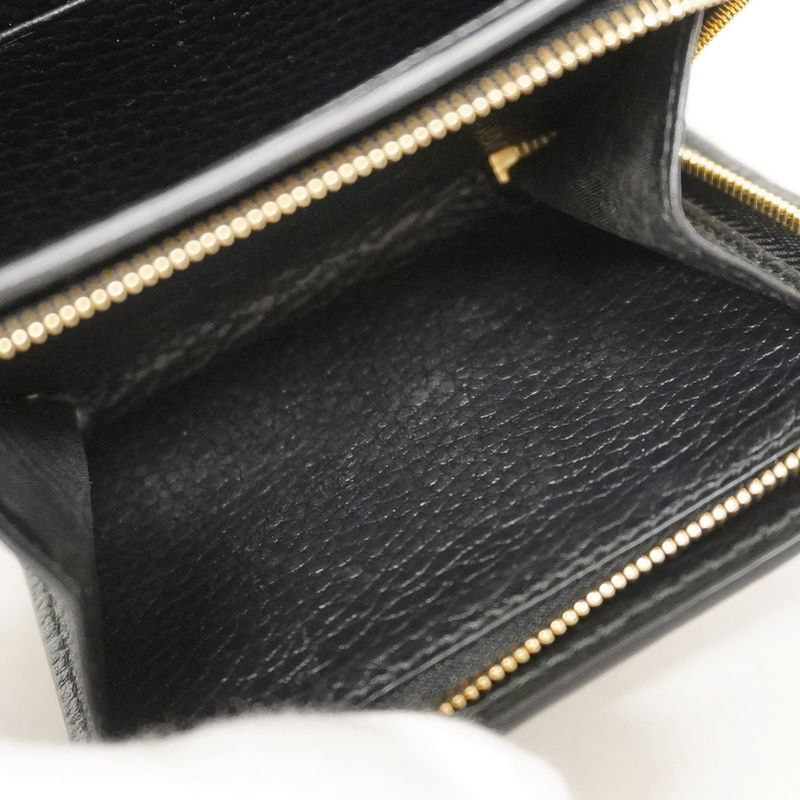 Gucci Wallet GG Marmont Supreme Leather Black Gold