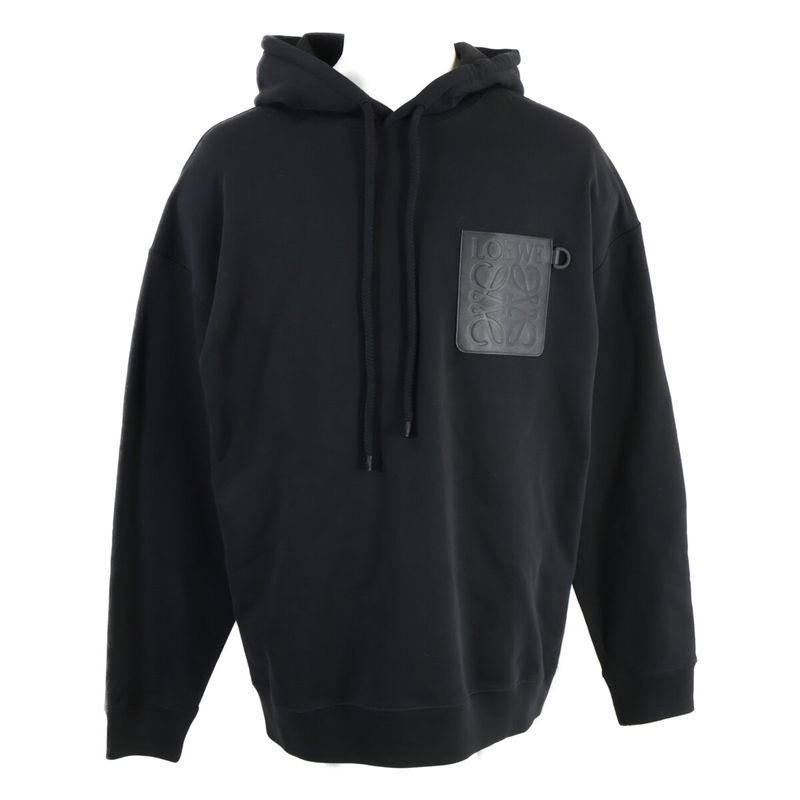 Loewe Anagram Leather Patch Hoodie ) Black