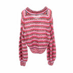 Chanel Knit Top CC Logo Button Silk Purple Multi-color