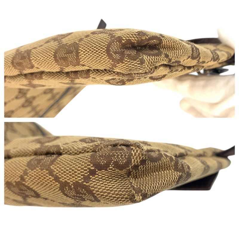 Gucci Beige Brown Silver GG Canvas Leather Belt Bag