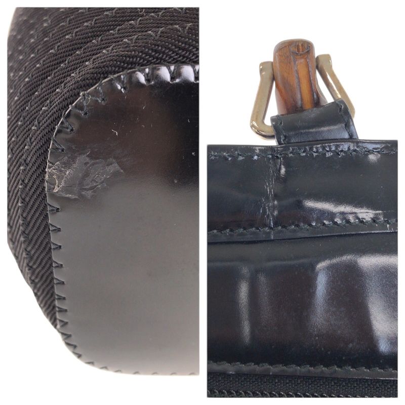 Gucci Bamboo Black Silver Canvas Enamel 000 Tote