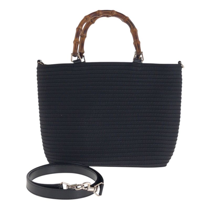 Gucci Bamboo Black Silver Canvas Enamel 000 Tote