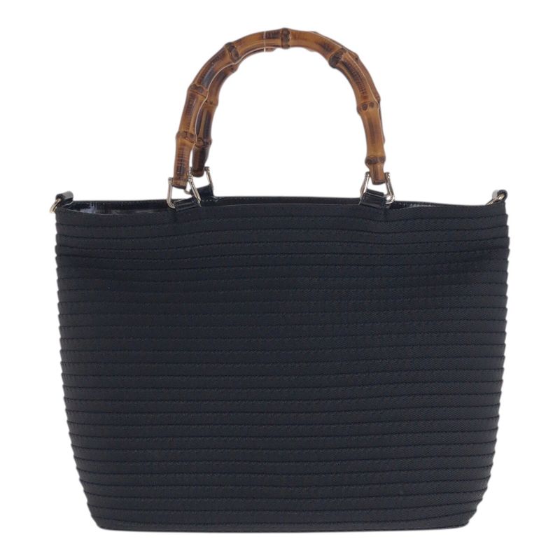 Gucci Bamboo Black Silver Canvas Enamel 000 Tote