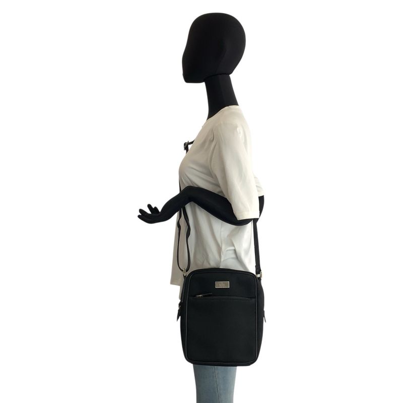 Gucci Black Silver Nylon Shoulder Bag Pochette