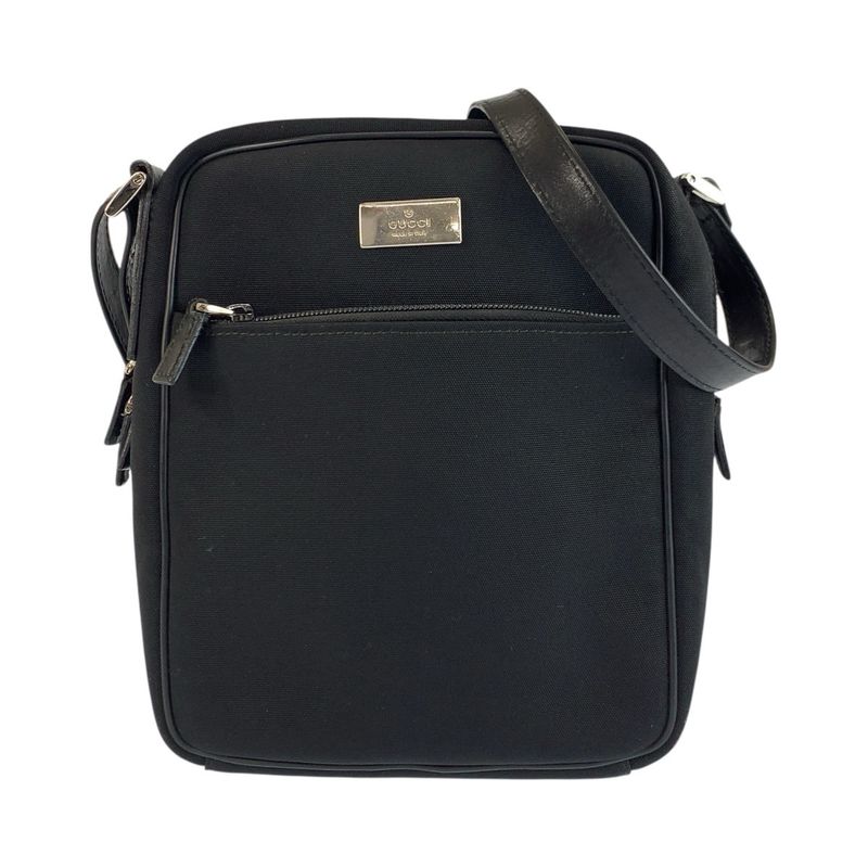 Gucci Black Silver Nylon Shoulder Bag Pochette