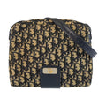 Dior Trotter Navy Beige Canvas Leather Shoulder Bag Navybeige